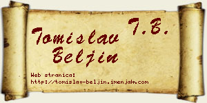 Tomislav Beljin vizit kartica